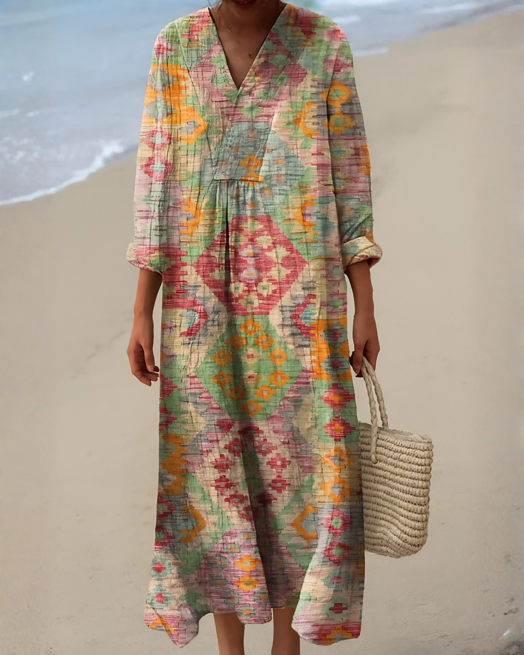 Inés | Robe fluide à imprimé ethnique multicolore