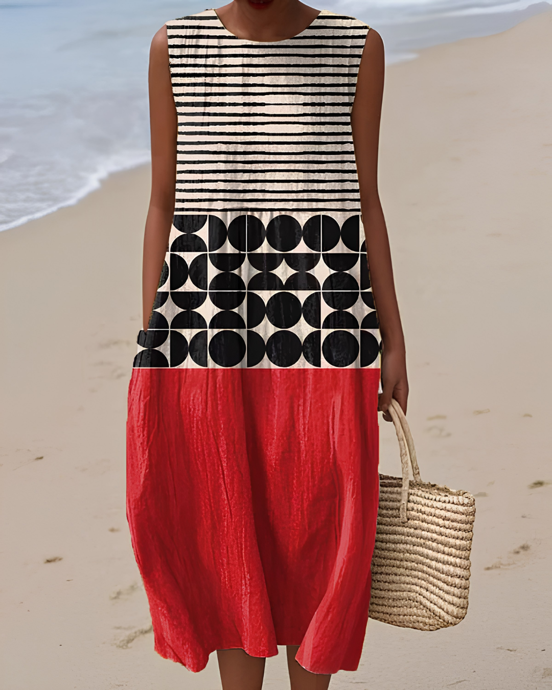Marea | Robe sans manches à contraste géométrique