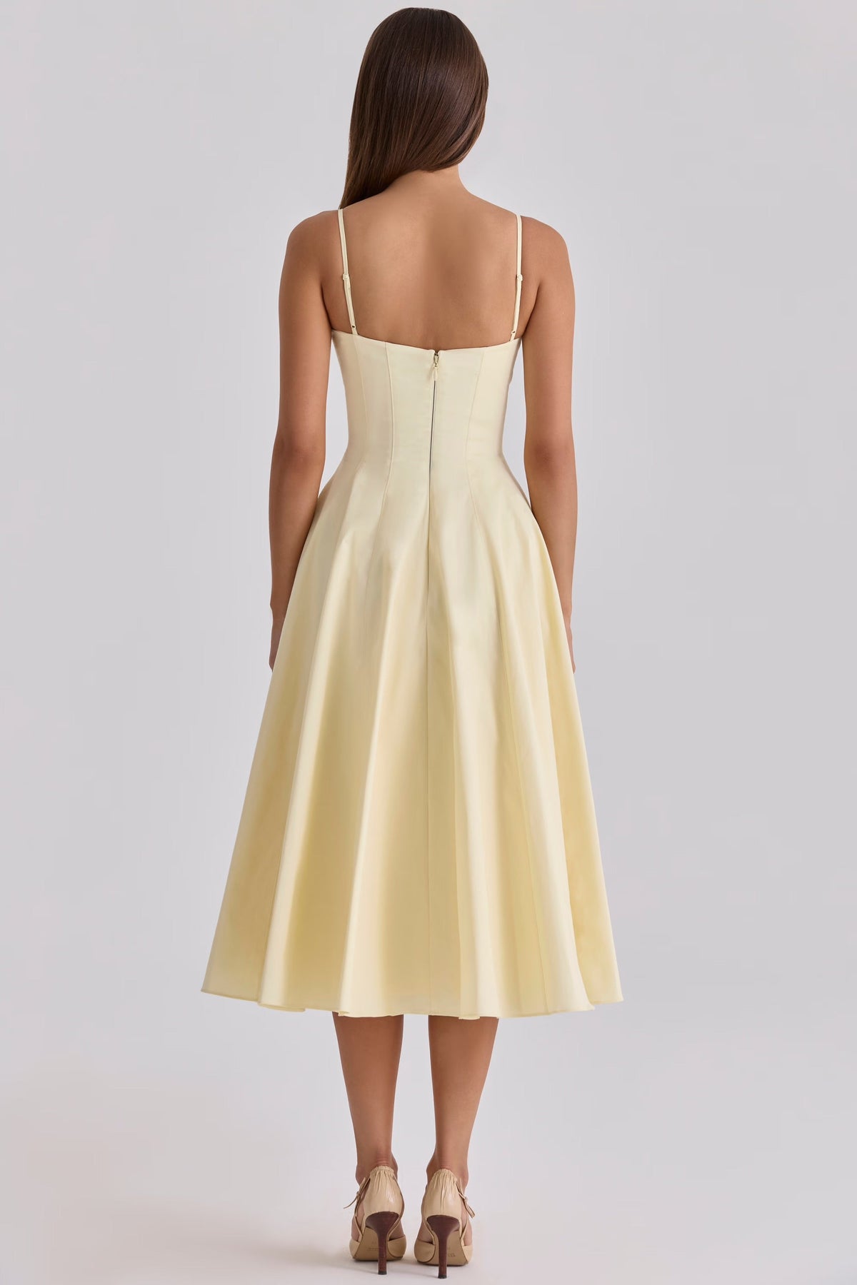 Delali | Robe midi en coton Pima à buste froncé