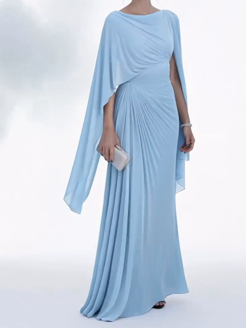 Marina | Robe longue drapée avec cape élégante