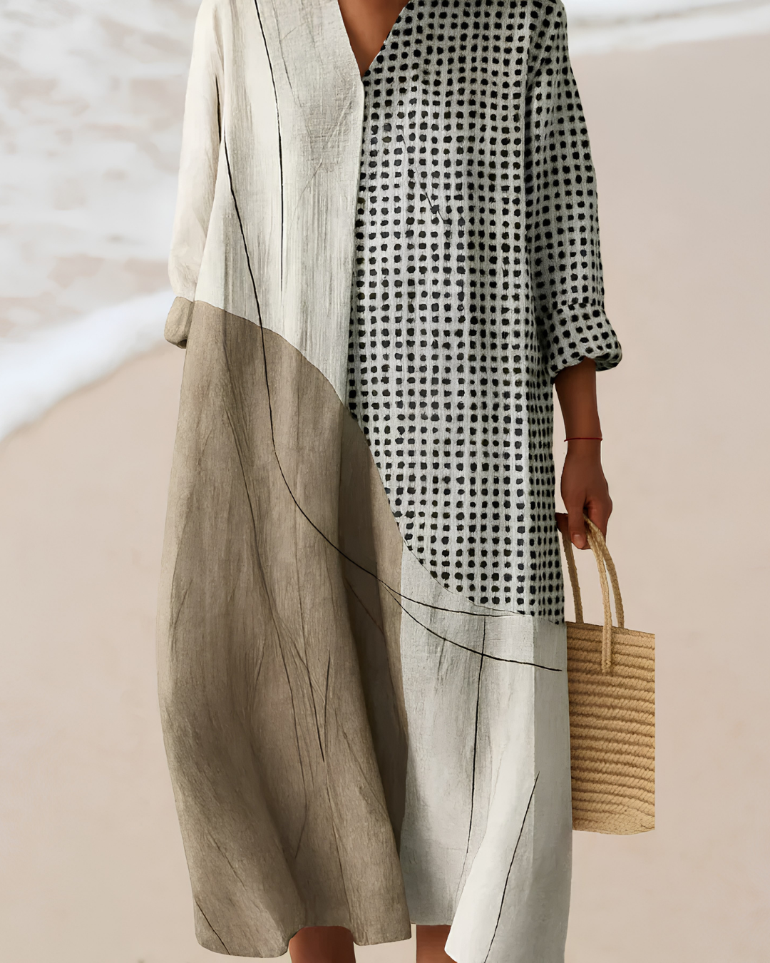 Teresa | Two-tone flowing dress with artistic contrast