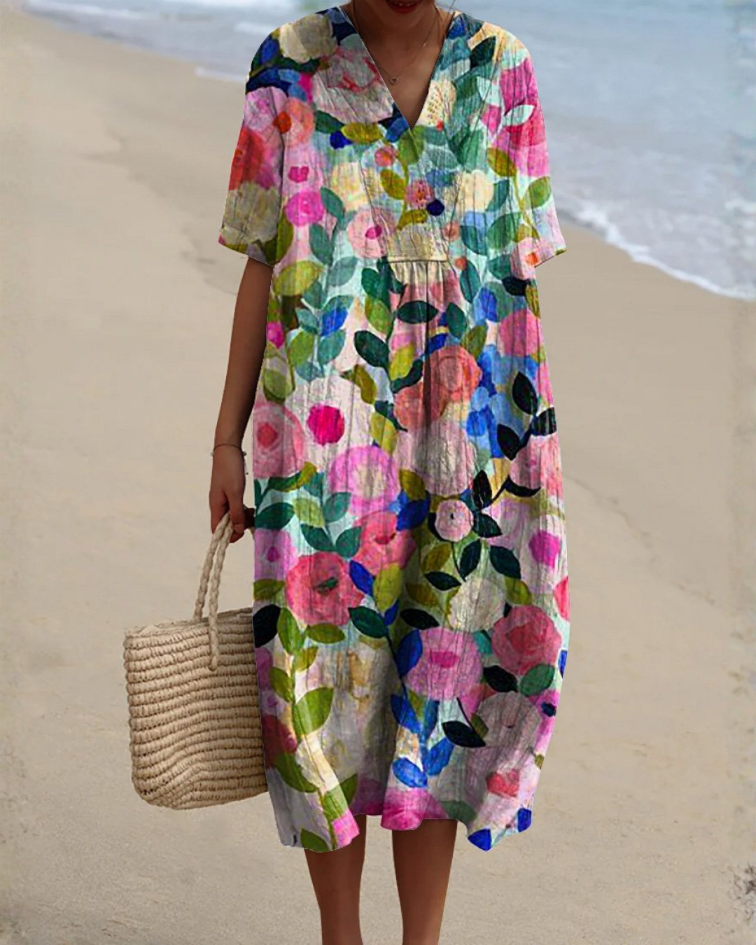 Lina | Robe fluide à imprimé floral multicolore