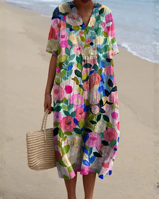 Lina | Robe fluide à imprimé floral multicolore