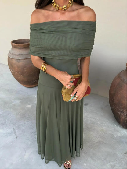 Alessia | Robe fluide à encolure Bardot