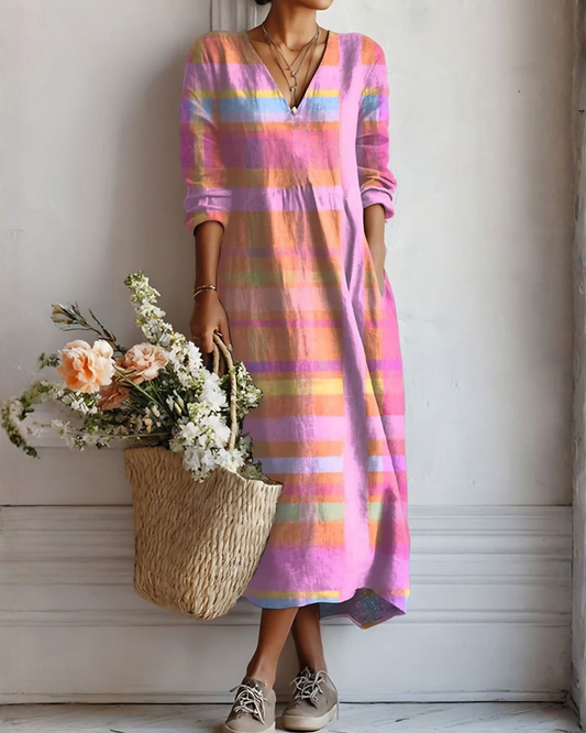 Claudia | Robe longue fluide multicolore d'été