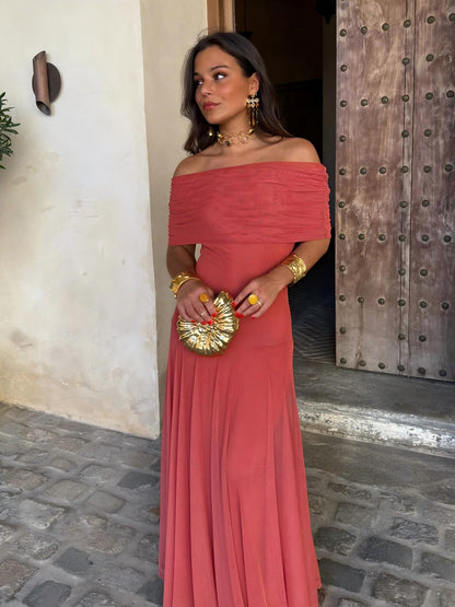 Alessia | Robe fluide à encolure Bardot
