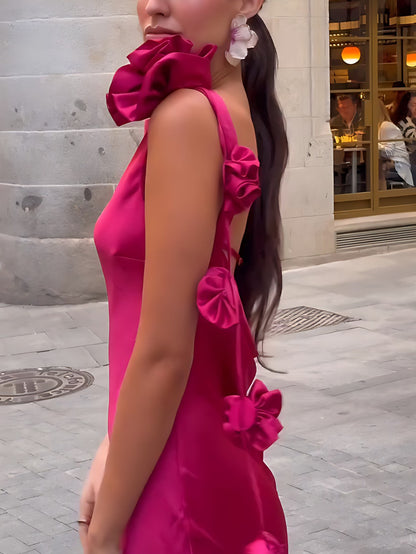 Valira | Robe longue satinée à détail floral