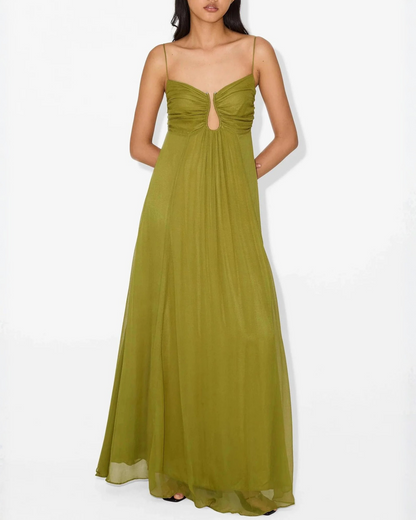 Isabela | Robe longue fluide à encolure froncée