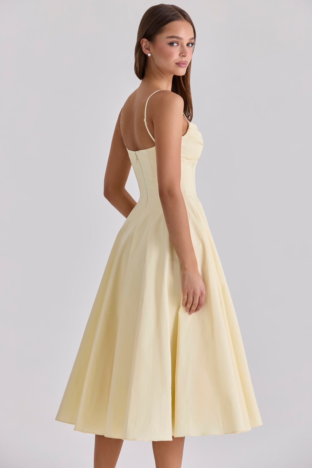 Delali | Robe midi en coton Pima à buste froncé
