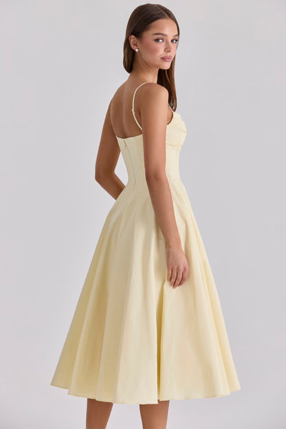 Delali | Robe midi en coton Pima à buste froncé