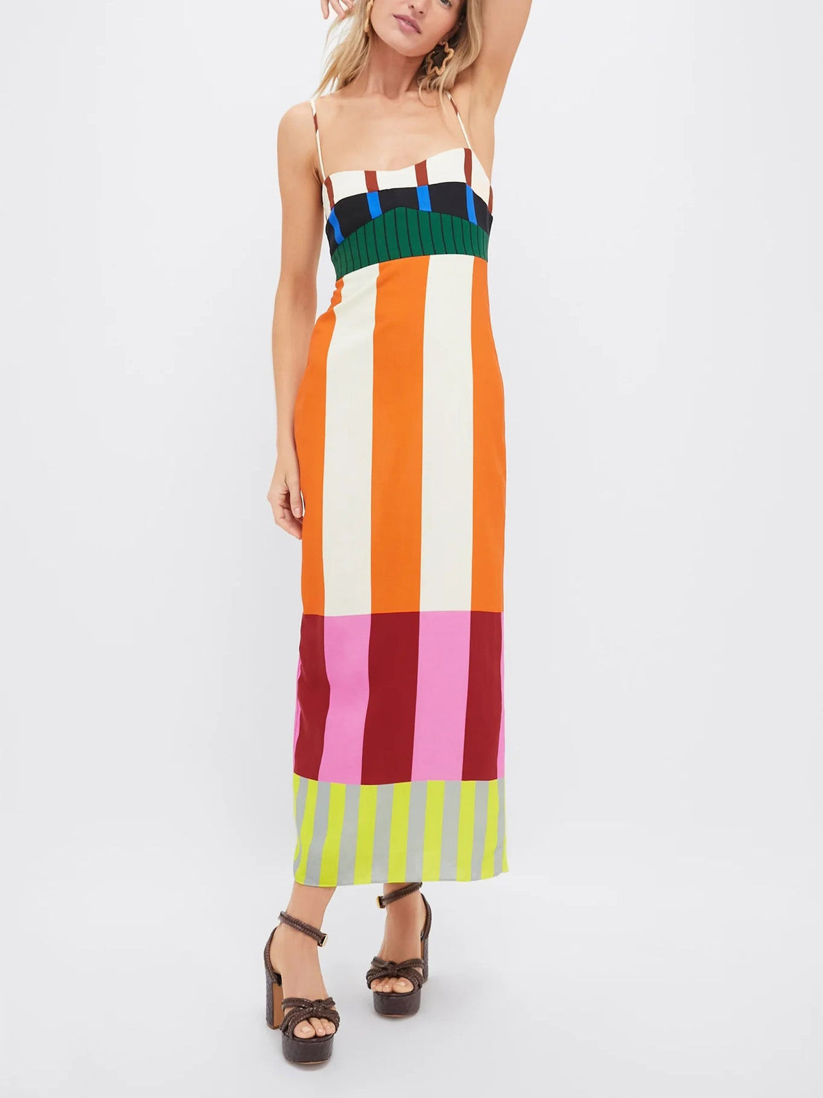 Mara | Robe longue à rayures multicolores