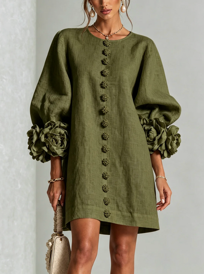 Rosali | Robe avec roses aux poignets
