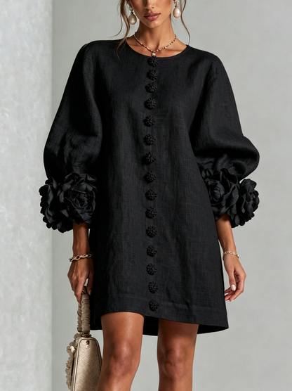 Rosali | Robe avec roses aux poignets