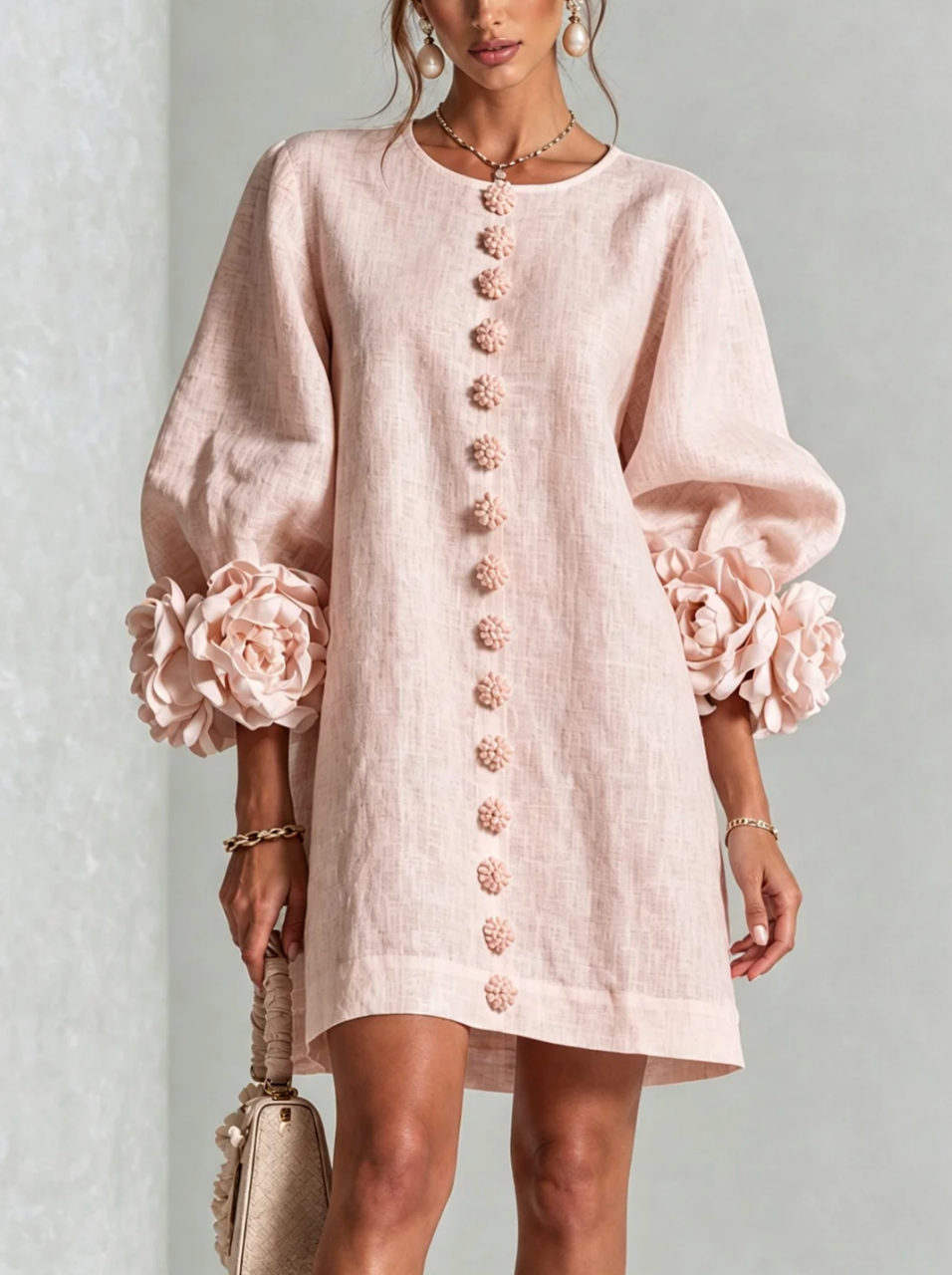 Rosali | Robe avec roses aux poignets
