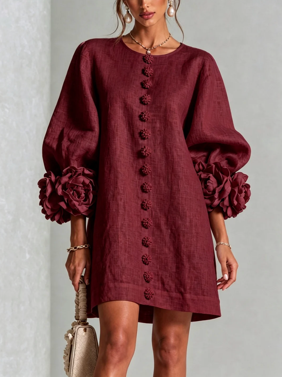 Rosali | Robe avec roses aux poignets