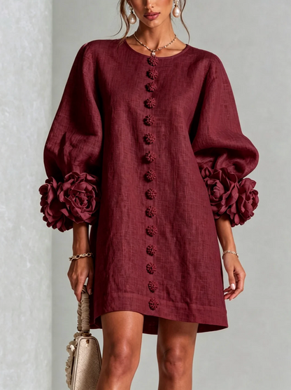 Rosali | Robe avec roses aux poignets