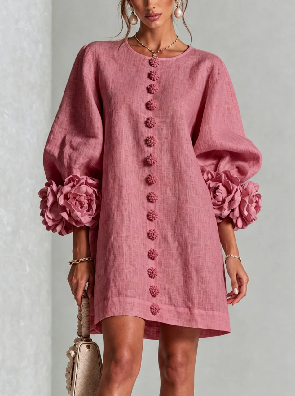 Rosali | Robe avec roses aux poignets