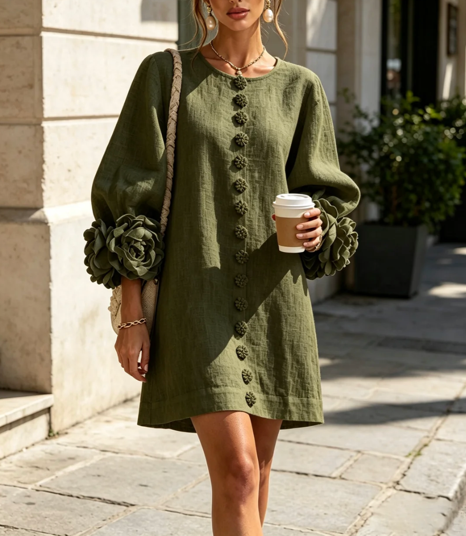 Rosali | Robe avec roses aux poignets