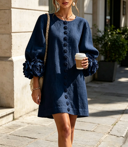 Rosali | Robe avec roses aux poignets