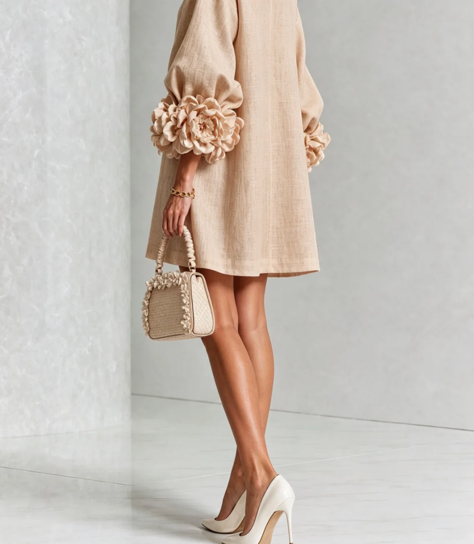 Rosali | Robe avec roses aux poignets