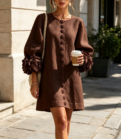 Rosali | Robe avec roses aux poignets