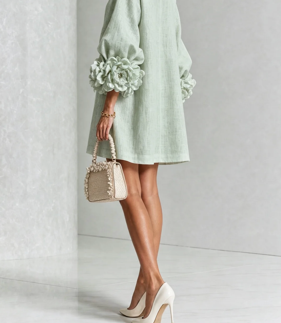 Rosali | Robe avec roses aux poignets