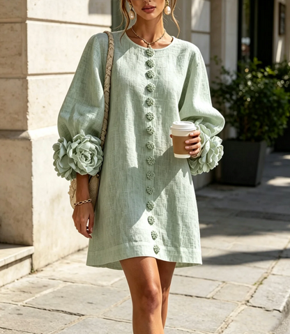 Rosali | Robe avec roses aux poignets