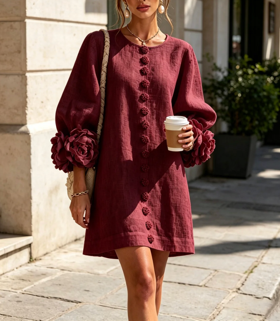 Rosali | Robe avec roses aux poignets