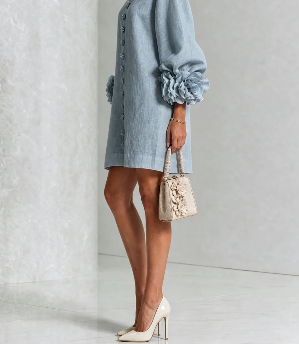 Rosali | Robe avec roses aux poignets