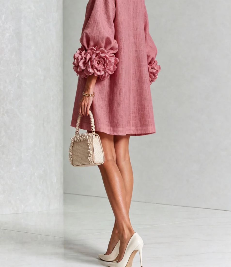 Rosali | Robe avec roses aux poignets