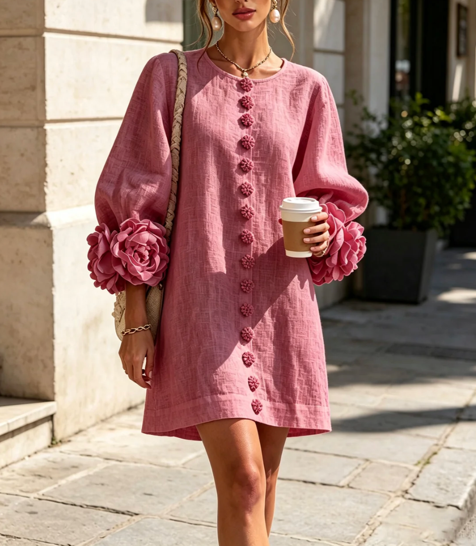 Rosali | Robe avec roses aux poignets