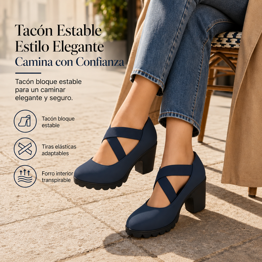 Clara | Escarpins Mary Jane à talon large et brides croisées