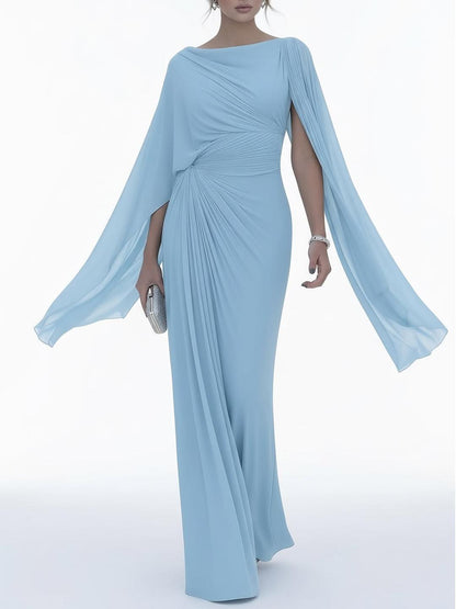 Marina | Robe longue drapée avec cape élégante