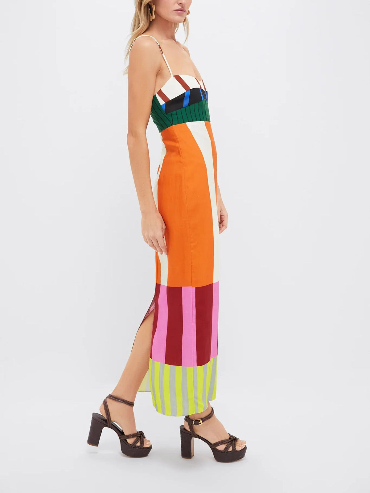 Mara | Robe longue à rayures multicolores