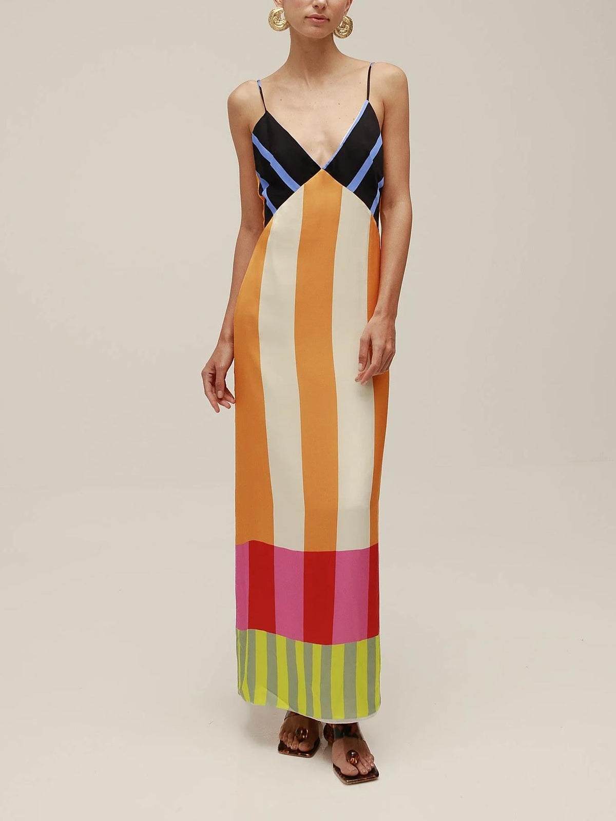 Mara | Robe longue à rayures multicolores
