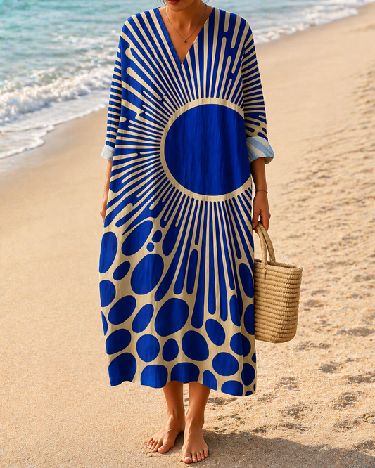 Luna | Robe soleil bleue - inspirée par des formes rayonnantes