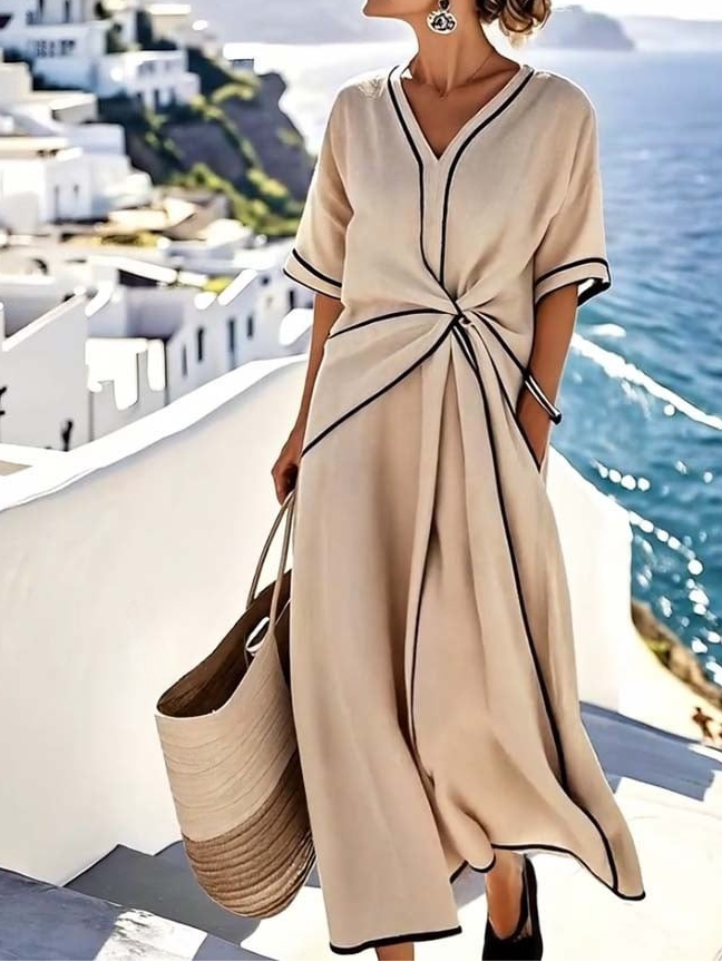Catalina | Flowy midi dress with knotted detail