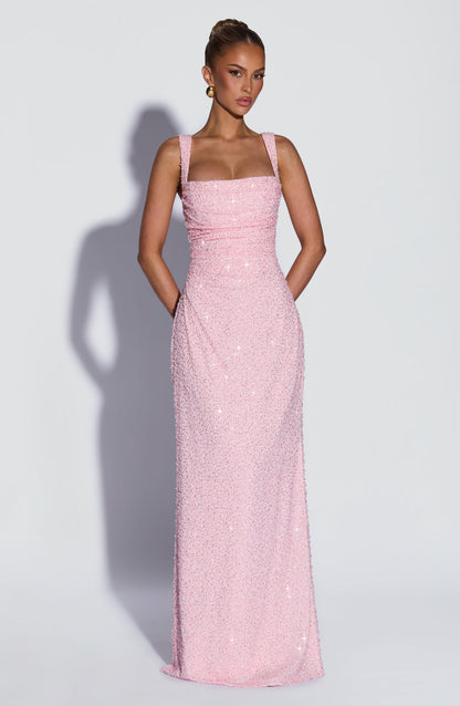Nayara | Robe longue blanche avec ivoire brillant