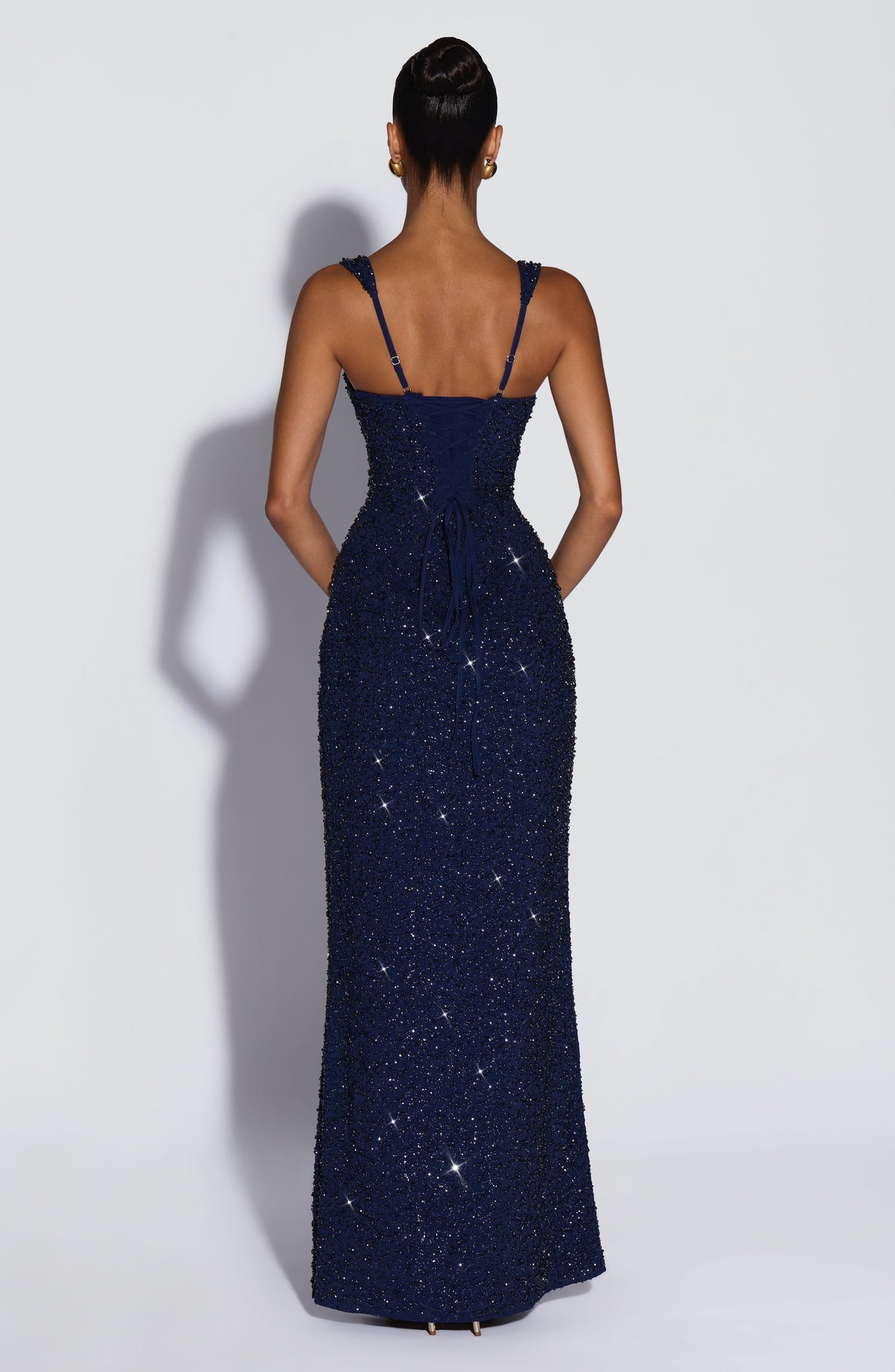 Nayara | Robe longue blanche avec ivoire brillant
