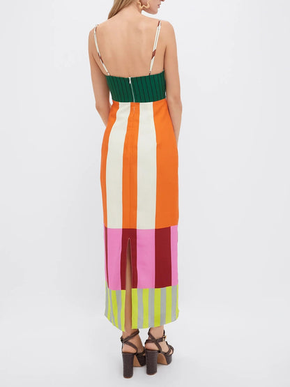 Mara | Robe longue à rayures multicolores
