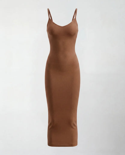 Seamless V-neck midi sculpted dress