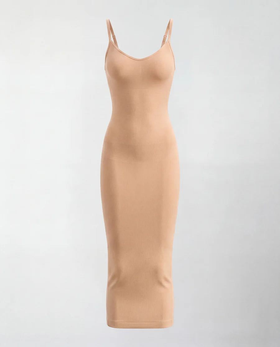 Seamless V-neck midi sculpted dress