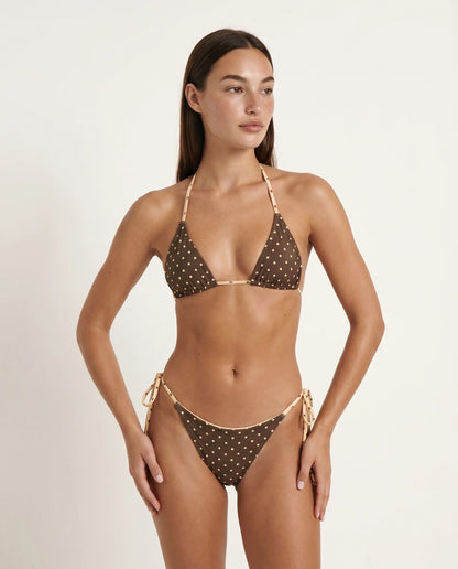 Ensemble bikini Kim | Haut triangle et bas à pois Prix de vente